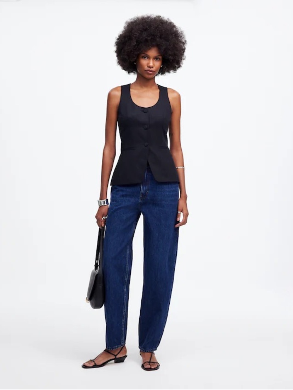 NWT Madewell scoopneck‎ cutaway button vest black size 10